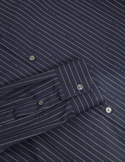 Ted Baker Hangent Logo Pinstripe Pure Cotton Shirt