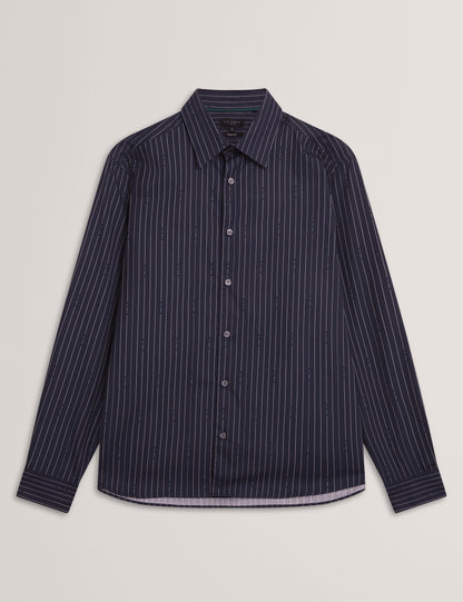 Ted Baker Hangent Logo Pinstripe Pure Cotton Shirt