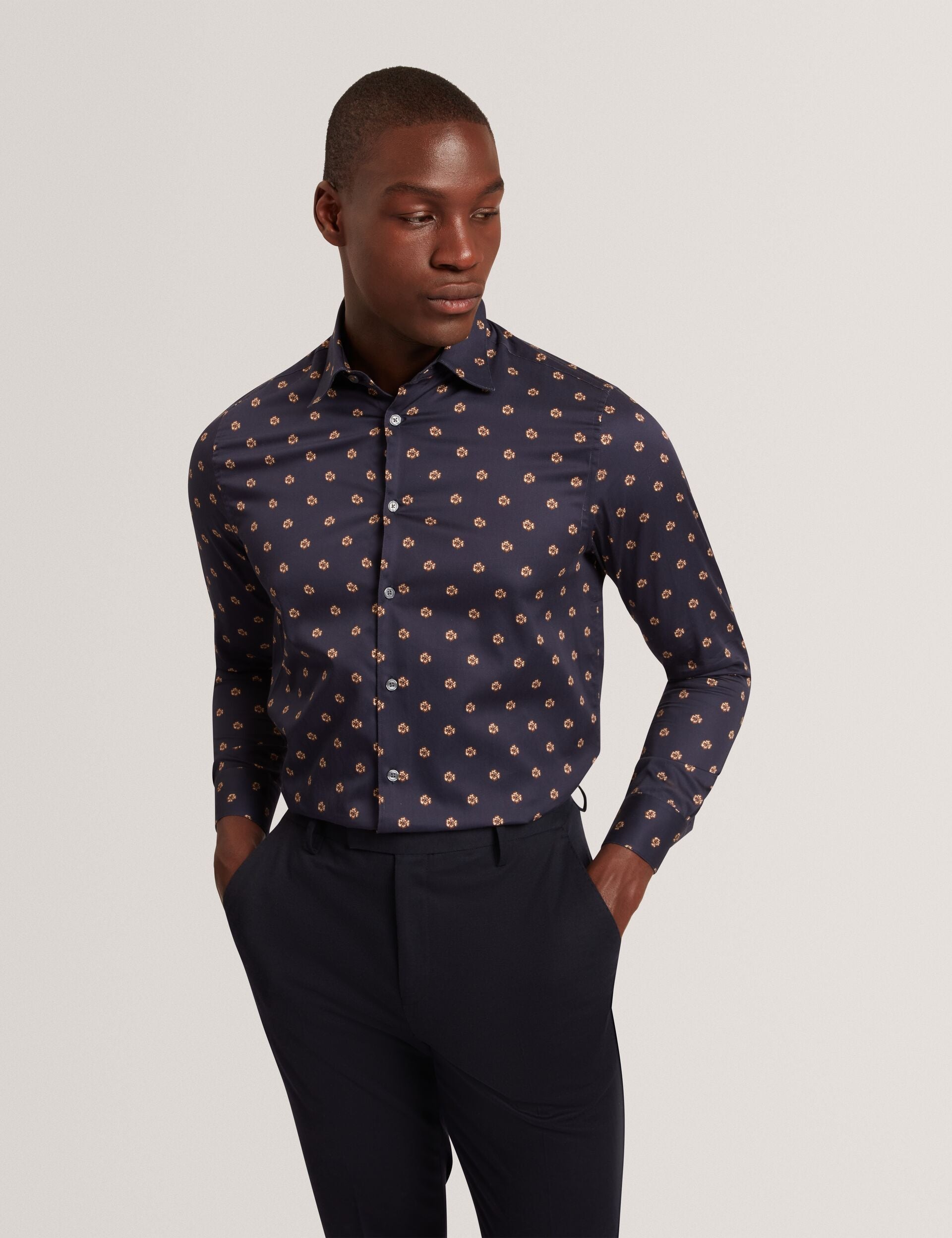 Ted Baker Olufar Ditsy Floral Print Cotton Shirt