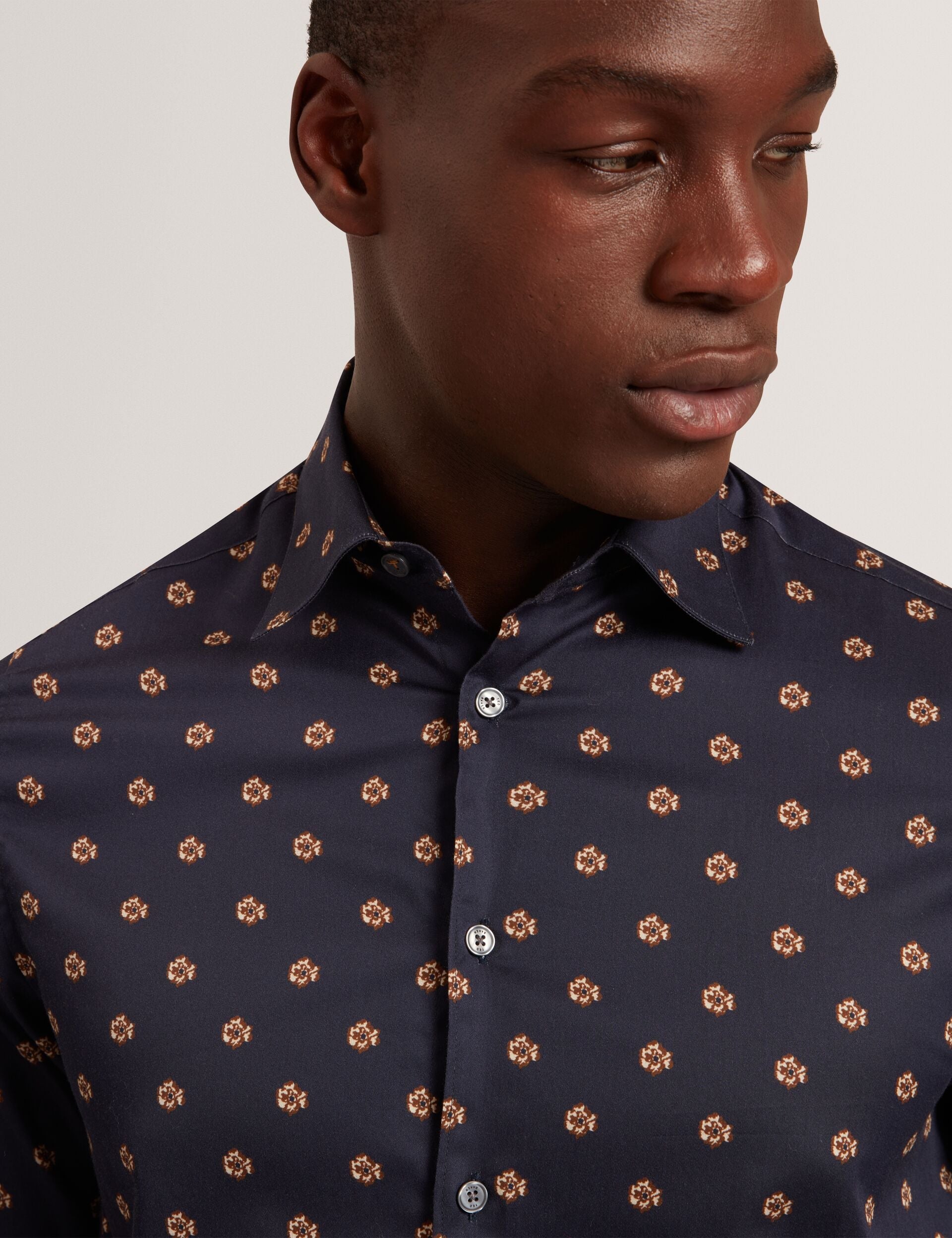 Ted Baker Olufar Ditsy Floral Print Cotton Shirt
