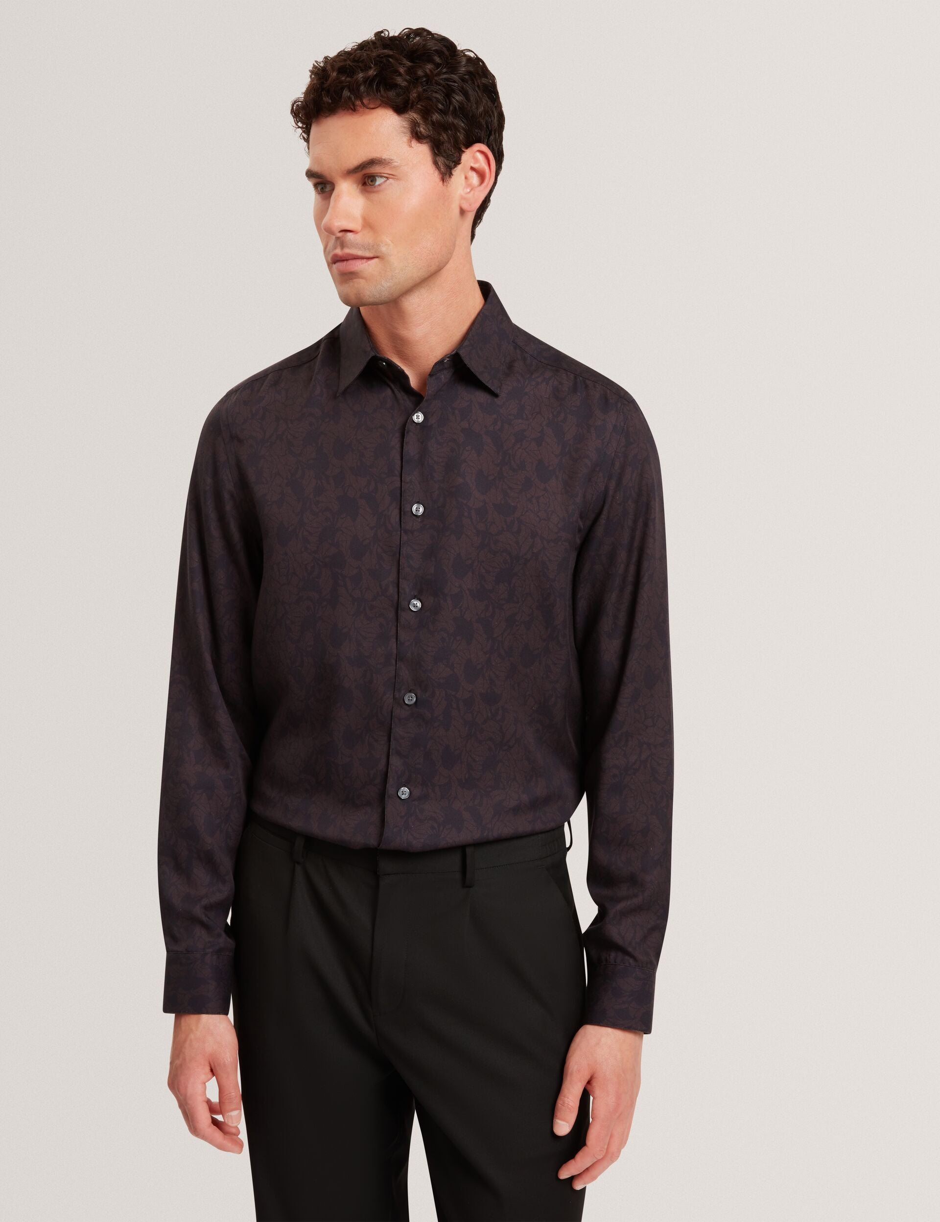 Ted Baker Akselle Dark Floral Print Woven Shirt