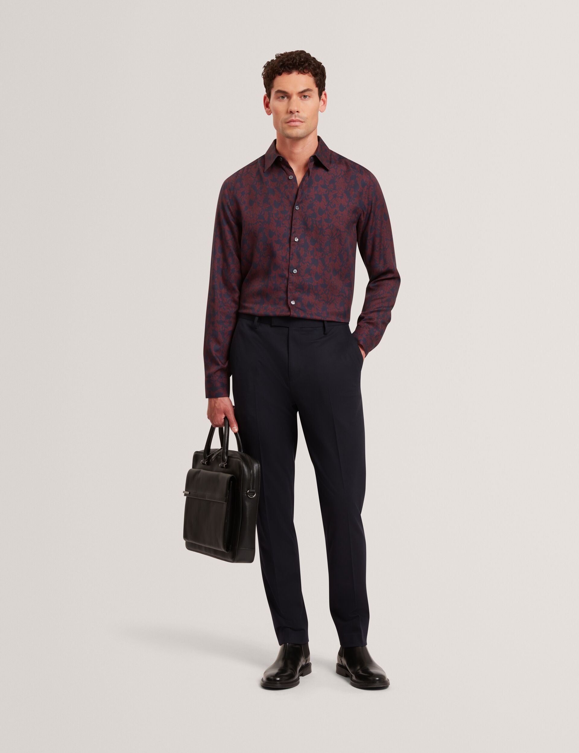 Ted Baker Akselle Dark Floral Print Woven Shirt