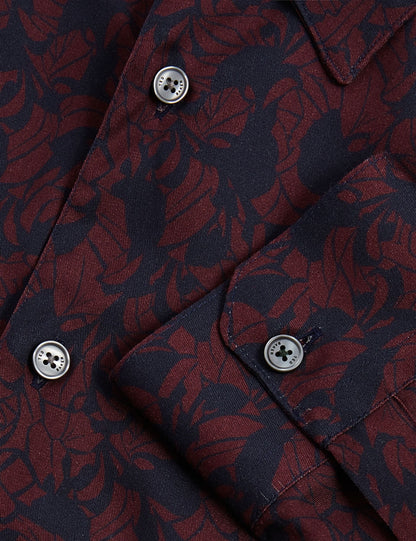Ted Baker Akselle Dark Floral Print Woven Shirt
