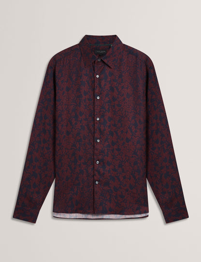 Ted Baker Akselle Dark Floral Print Woven Shirt