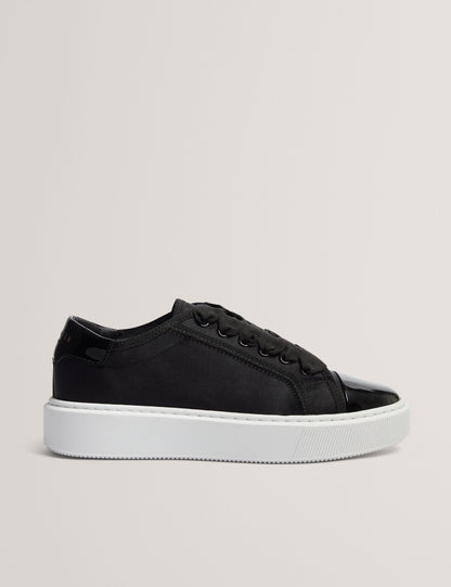 Ted Baker Zaiina Satin Ribbon Lace Platform Trainers In Black Women's