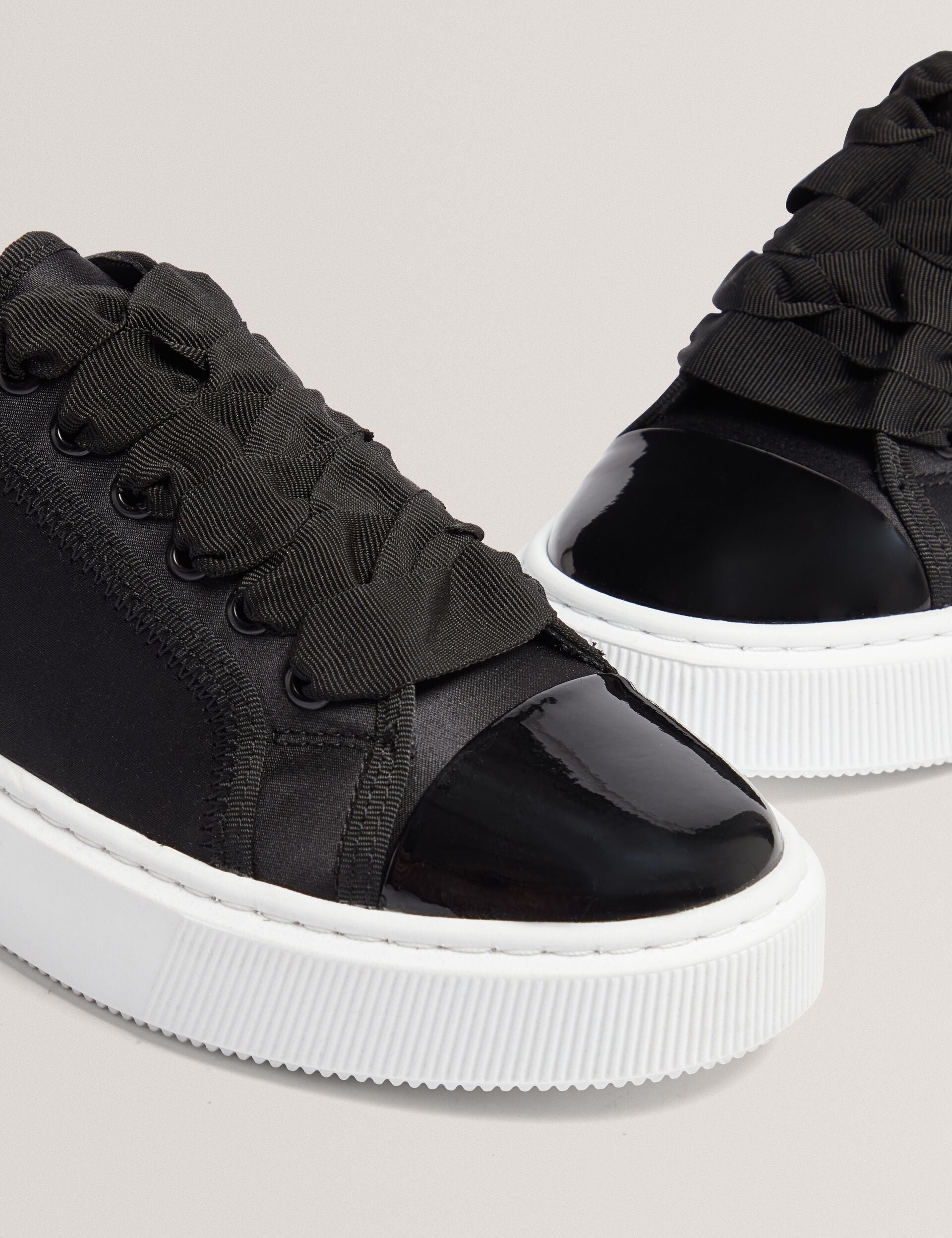 Ted Baker Zaiina Satin Ribbon Lace Platform Trainers In Black Women's