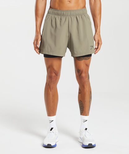 Gymshark Sport 5" 2 In 1 Shorts Linen Brown