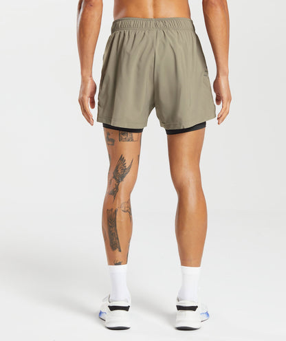 Gymshark Sport 5" 2 In 1 Shorts Linen Brown
