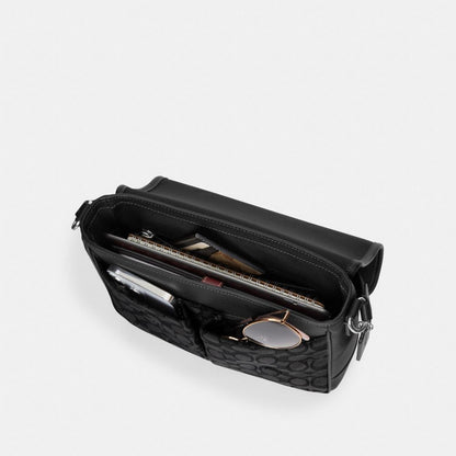 Coach Sprint Map Bag 25 In Signature Jacquard Black Copper Black