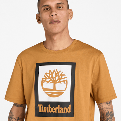 Timberland Square Stack Logo Short-Sleeve T-Shirt Wheat