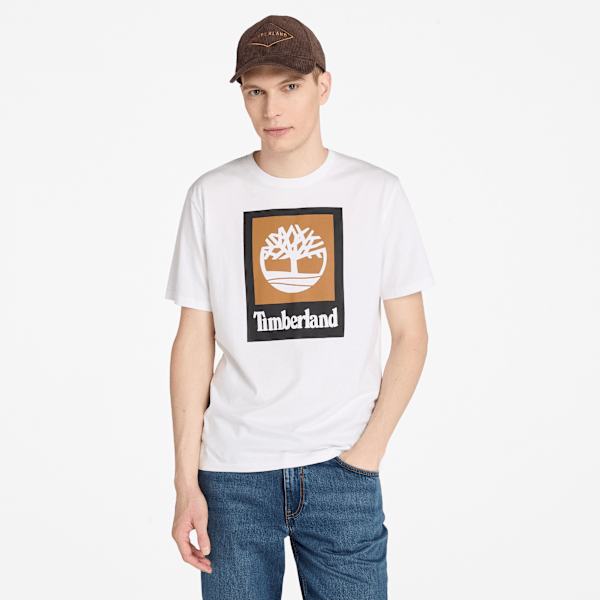 Timberland Square Stack Logo Short-Sleeve T-Shirt White