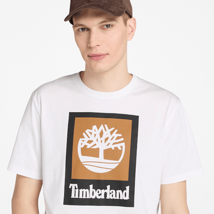 Timberland Square Stack Logo Short-Sleeve T-Shirt White
