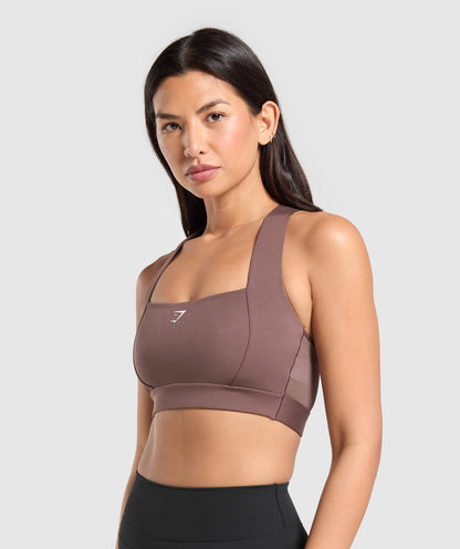 Women's Gymshark Square Neck Sports Bra Soft Brown