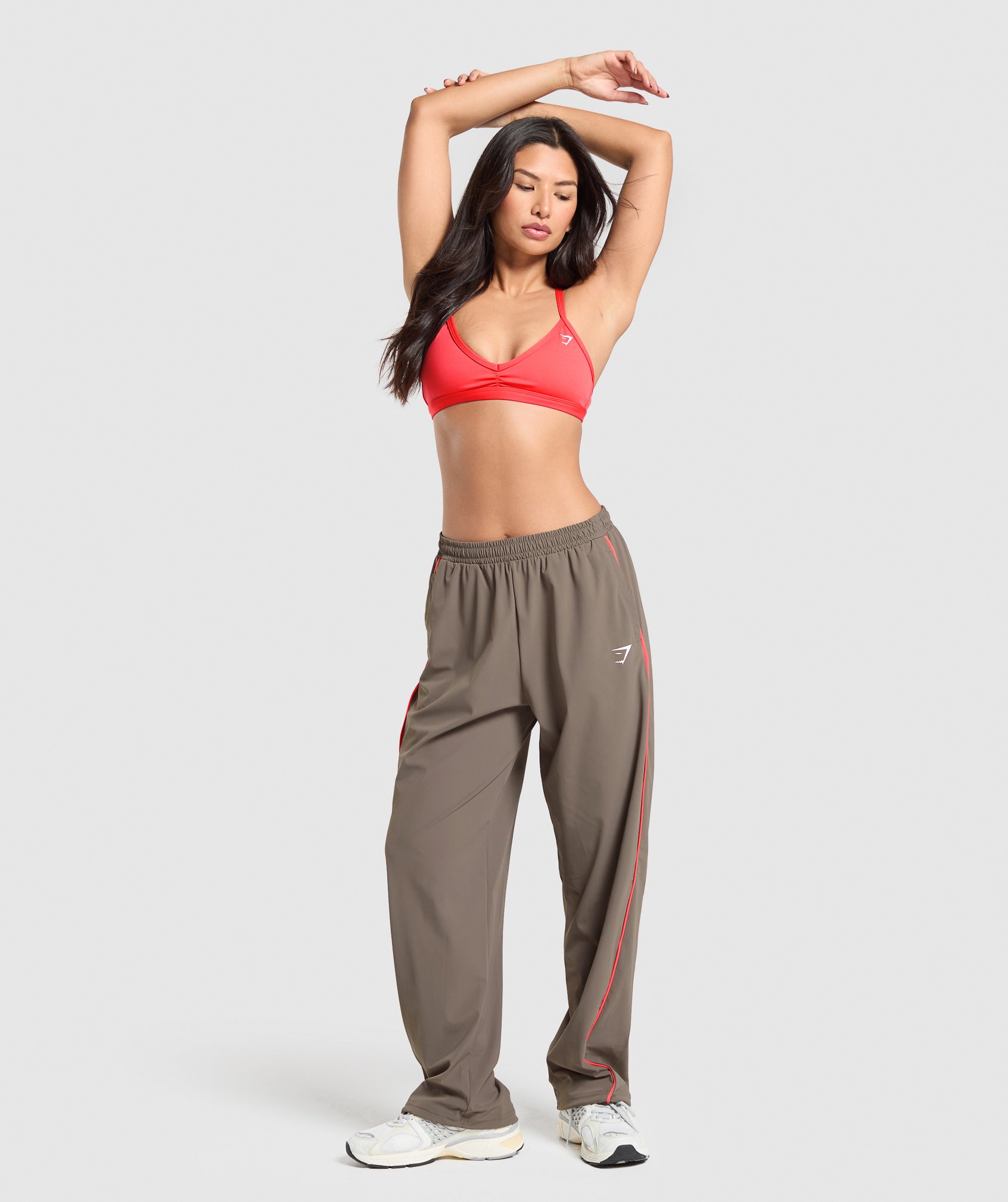 Women's Gymshark Stitch Feature Woven Pants Camo Brown