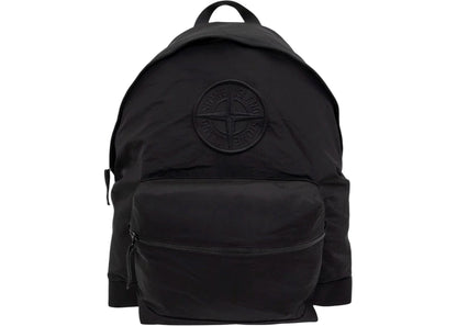 Stone Island Compass Embroidered Zipped Backpack Black