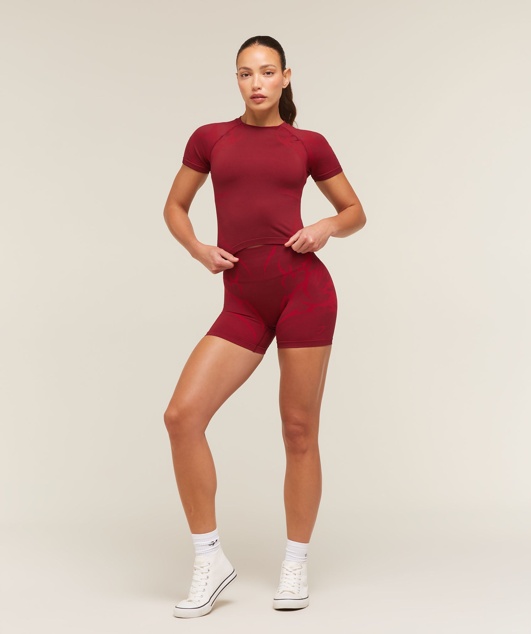 Women's Gymshark Storm Seamless Top Sets Red