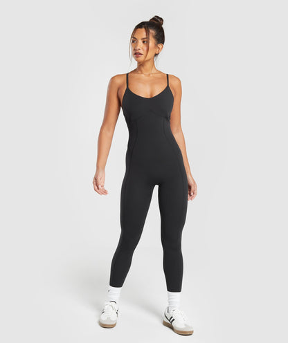 Women's Gymshark Strappy All In One Full Length Black