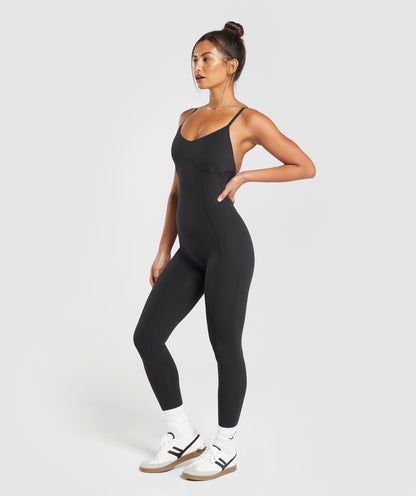 Women's Gymshark Strappy All In One Full Length Black