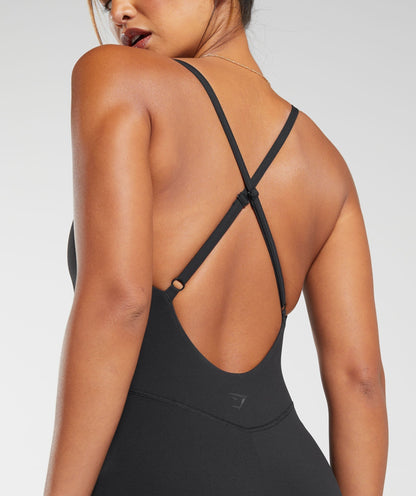 Women's Gymshark Strappy All In One Full Length Black