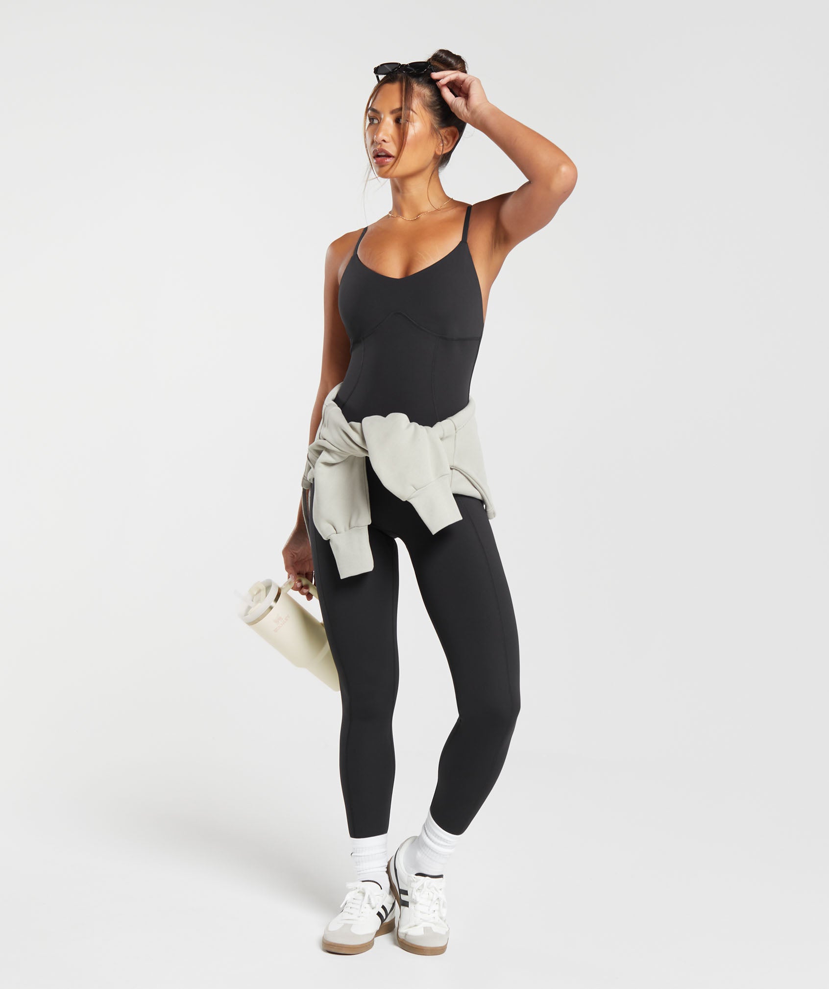 Women's Gymshark Strappy All In One Full Length Black