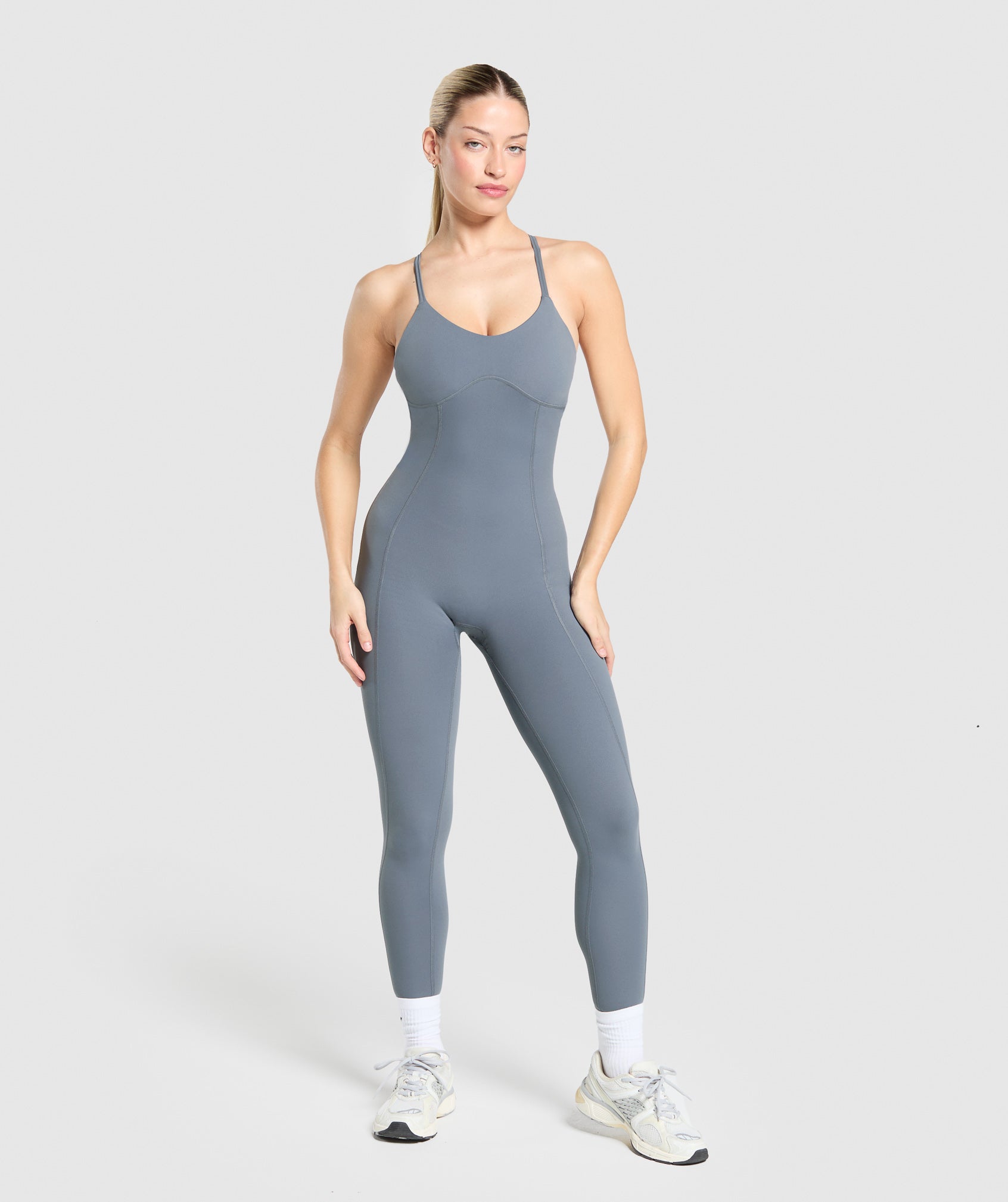 Women's Gymshark Strappy All In One Iron Blue