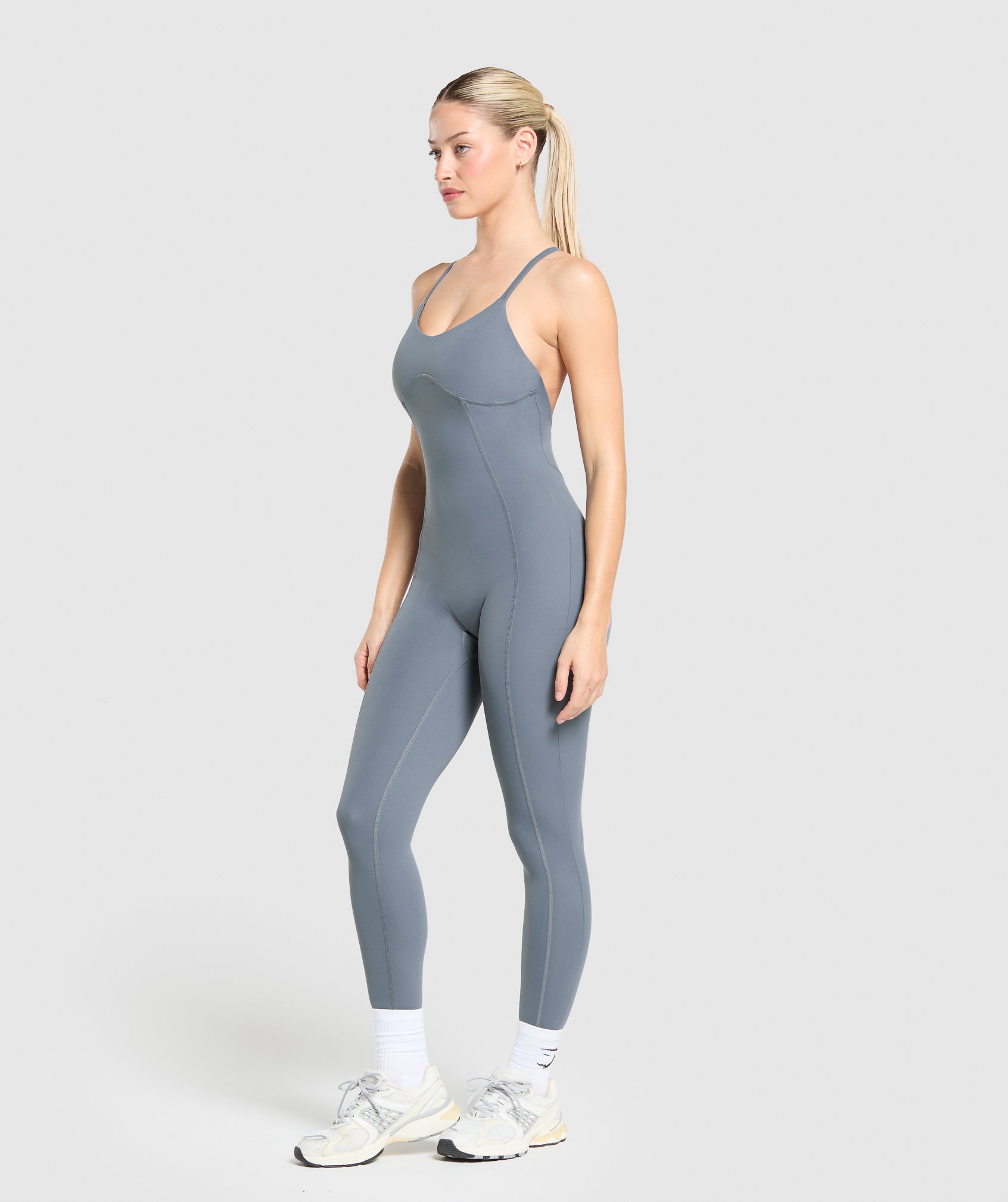 Women's Gymshark Strappy All In One Iron Blue