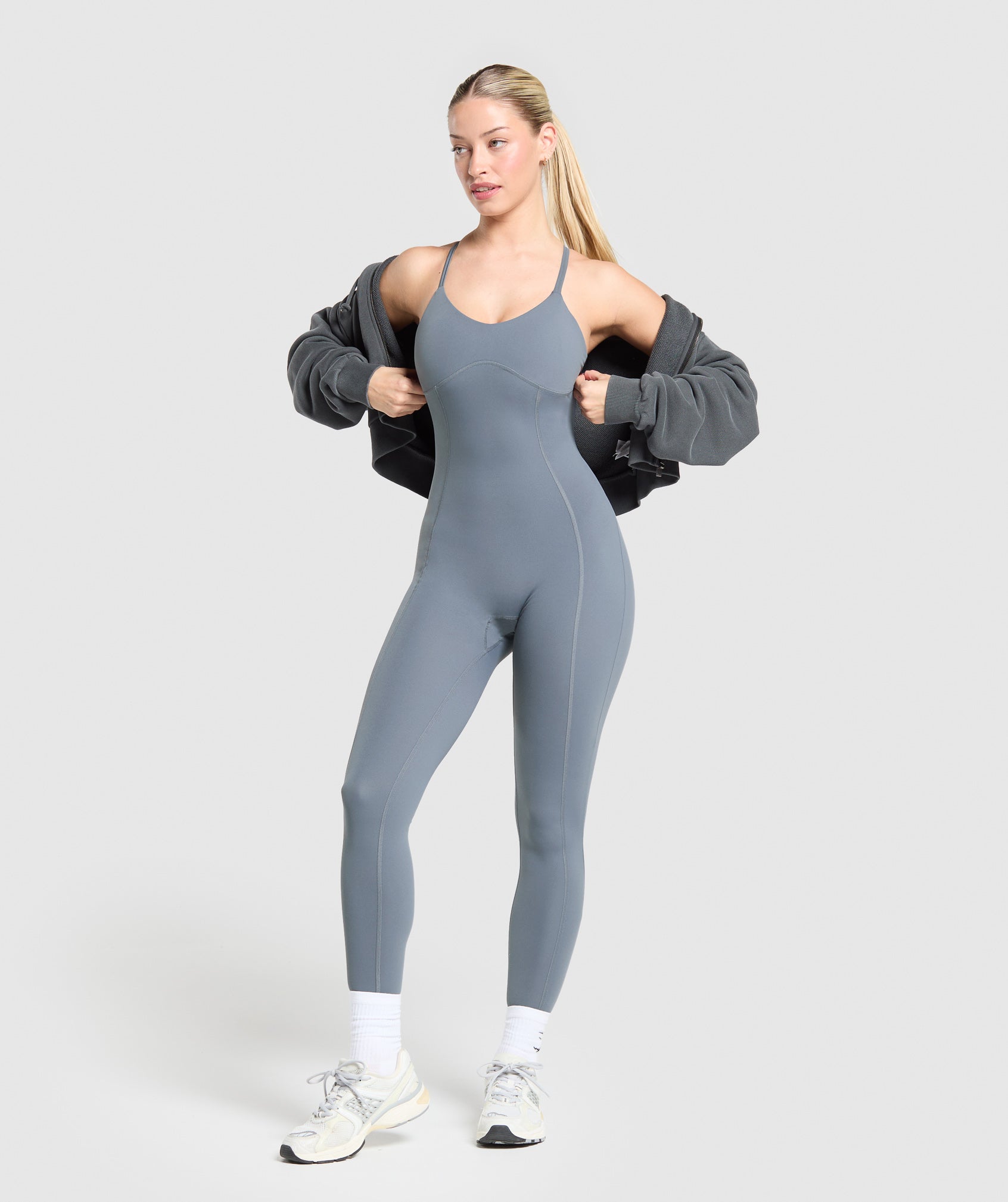 Women's Gymshark Strappy All In One Iron Blue