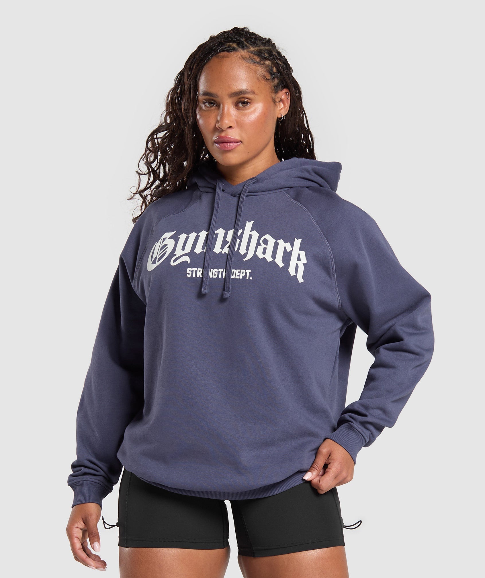 Women's Gymshark Strength Department Graphic Hoodie Weighted Purple