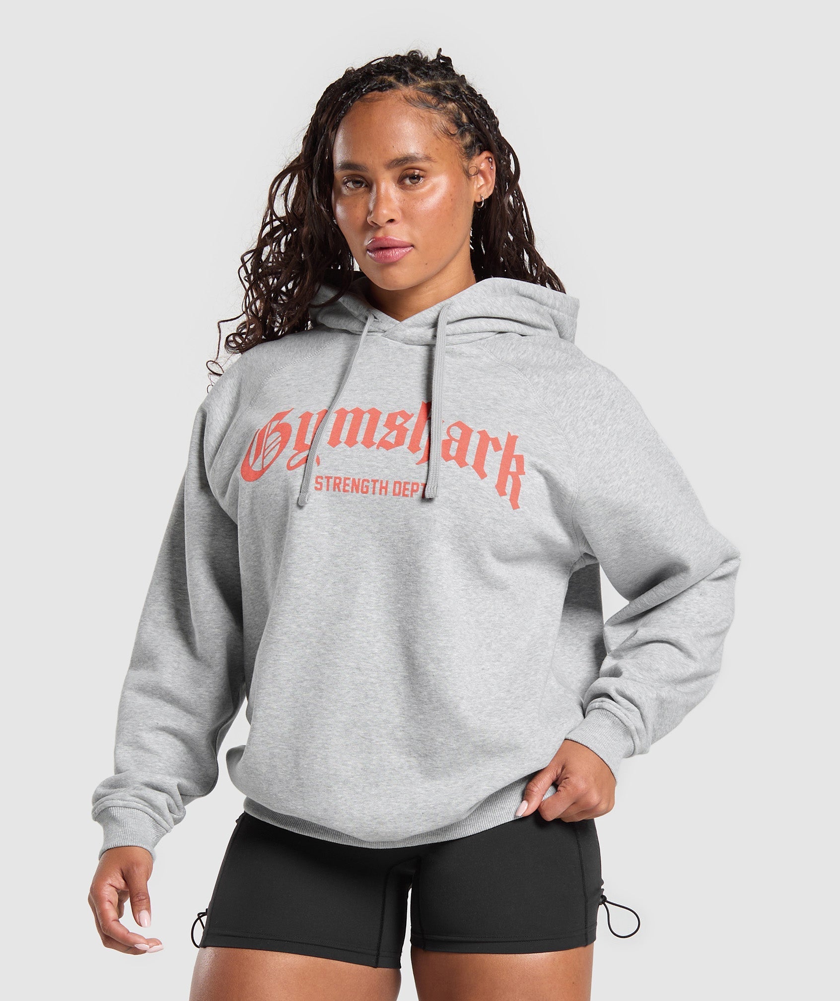 Women's Gymshark Strength Department Graphic Hoodie Light Grey Core Marl