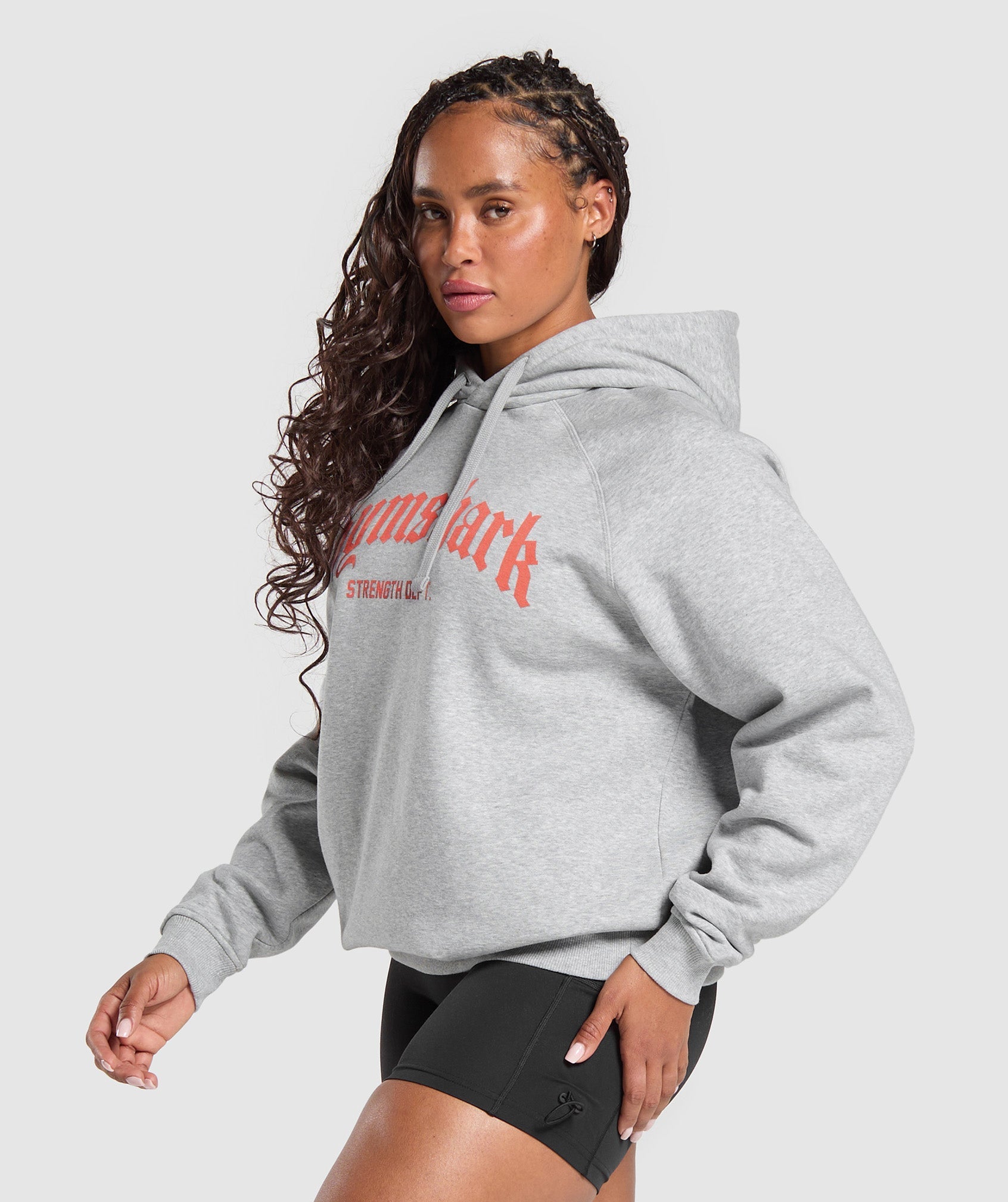 Women's Gymshark Strength Department Graphic Hoodie Light Grey Core Marl