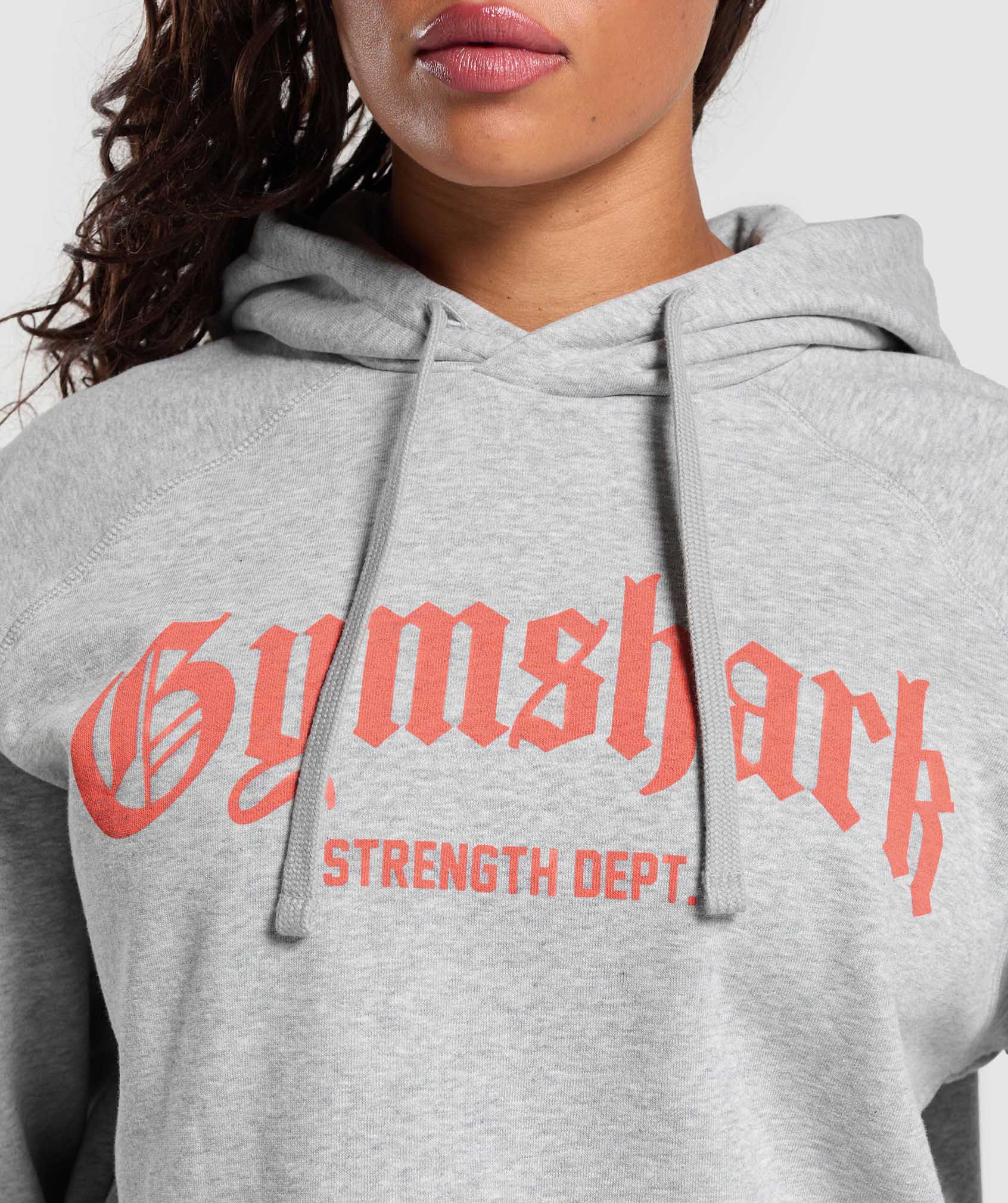 Women's Gymshark Strength Department Graphic Hoodie Light Grey Core Marl