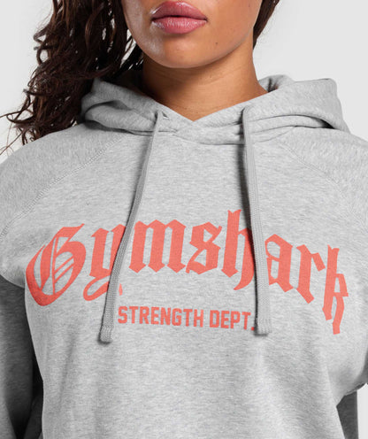 Women's Gymshark Strength Department Graphic Hoodie Light Grey Core Marl
