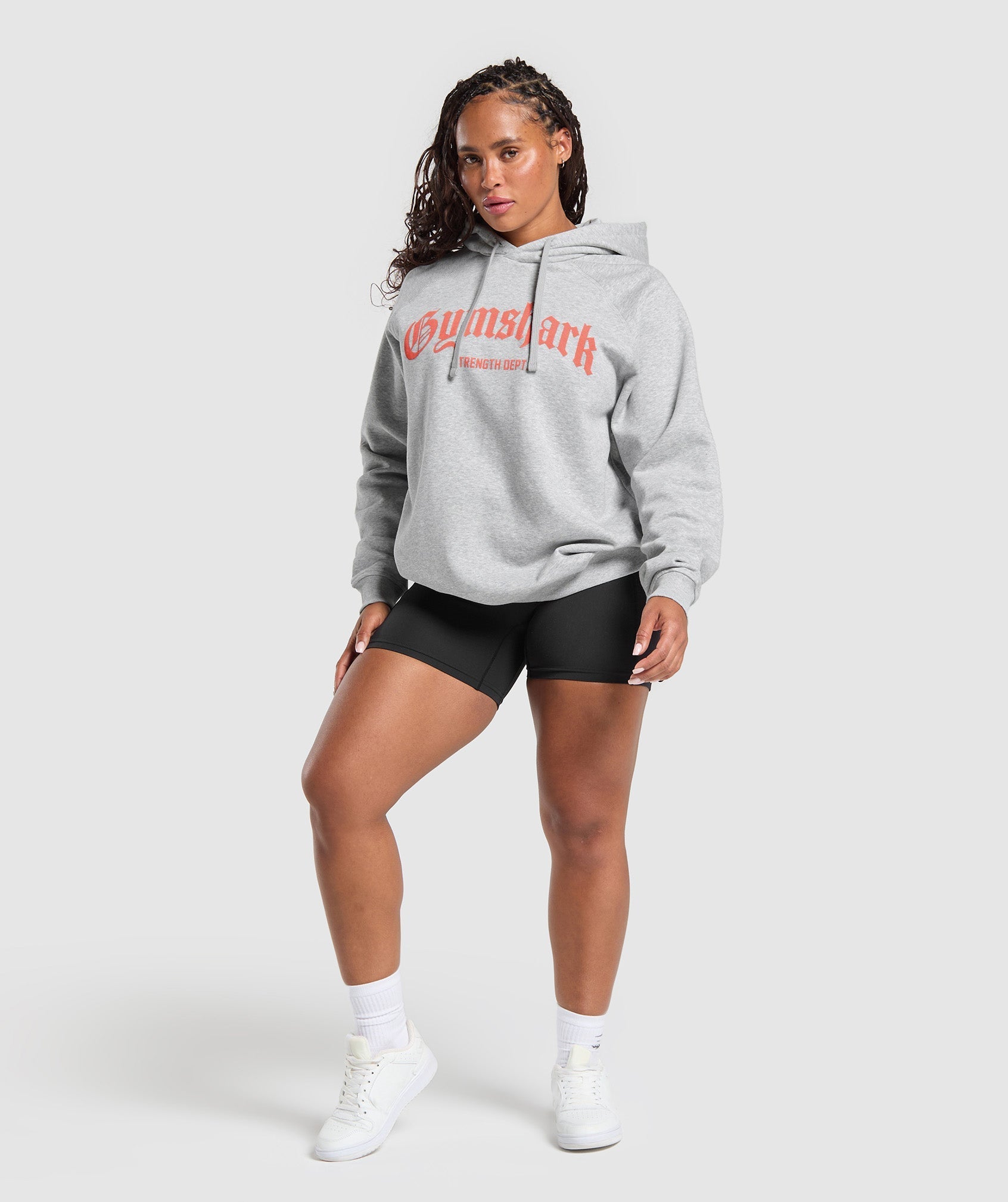Women's Gymshark Strength Department Graphic Hoodie Light Grey Core Marl