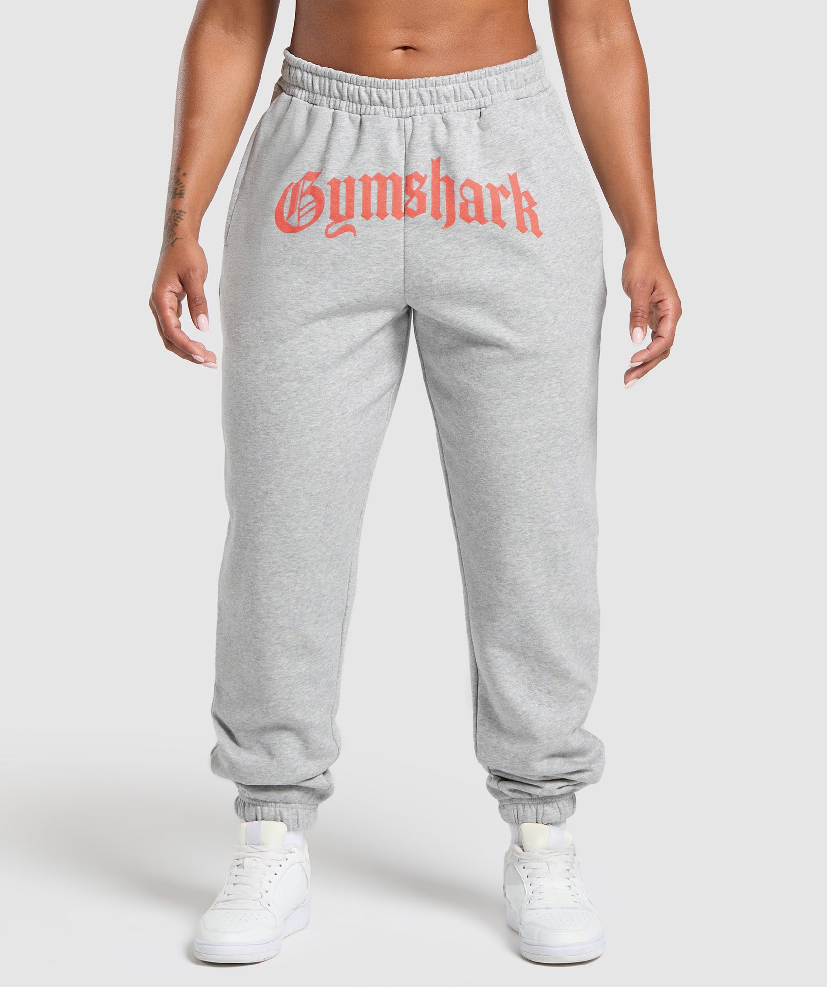 Women's Gymshark Strength Department Graphic Joggers Light Grey Core Marl