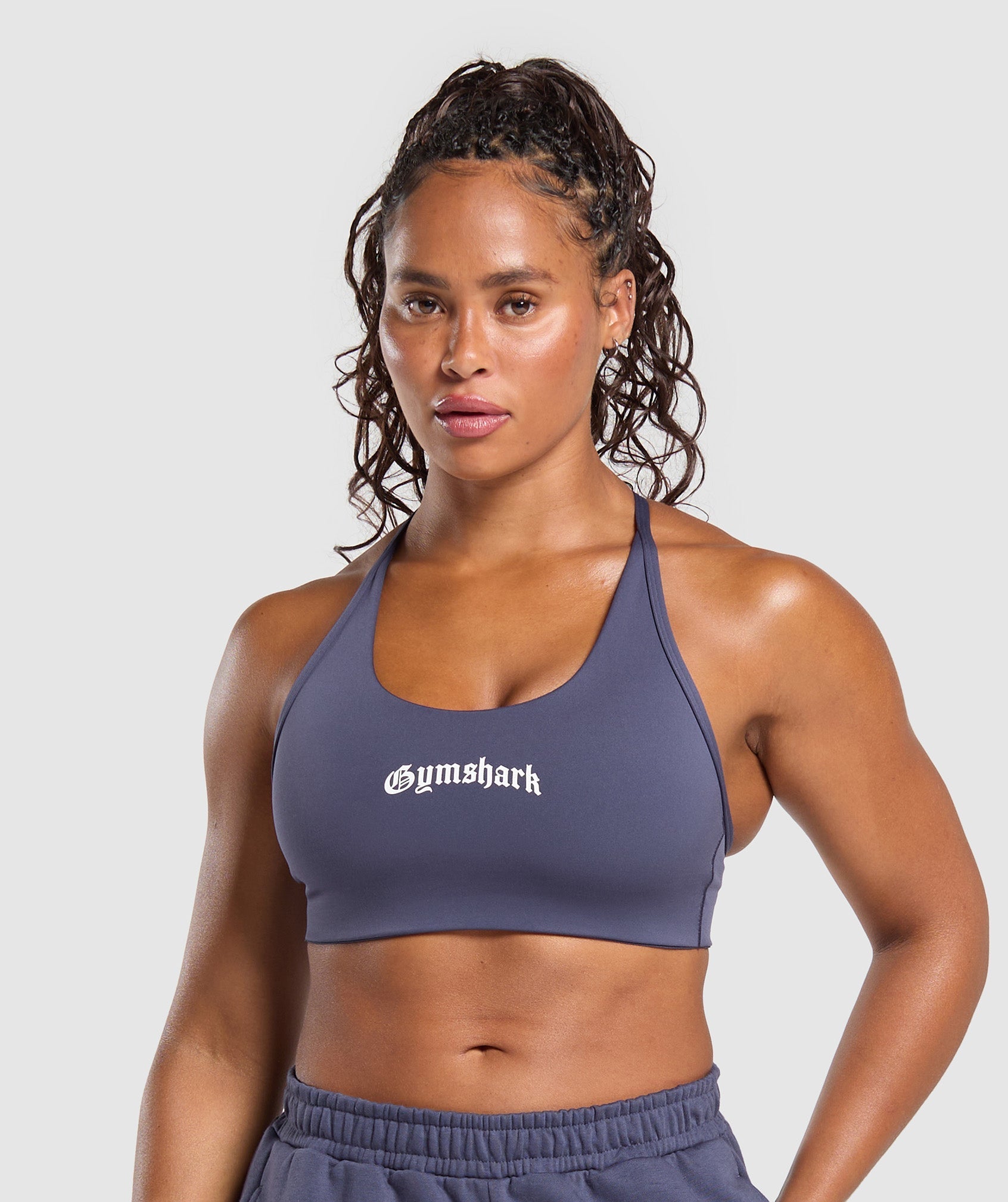 Women's Gymshark Strength Department Graphic Sports Bra Weighted Purple