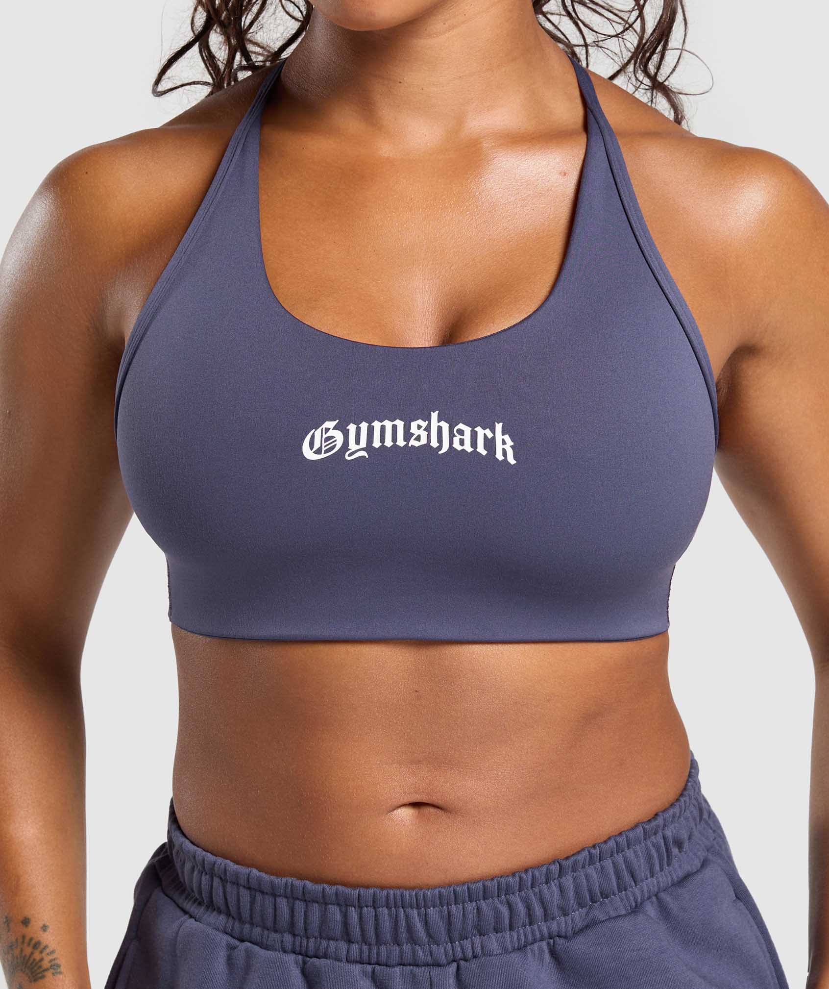 Women's Gymshark Strength Department Graphic Sports Bra Weighted Purple