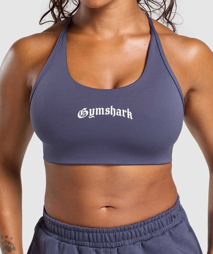 Women's Gymshark Strength Department Graphic Sports Bra Weighted Purple