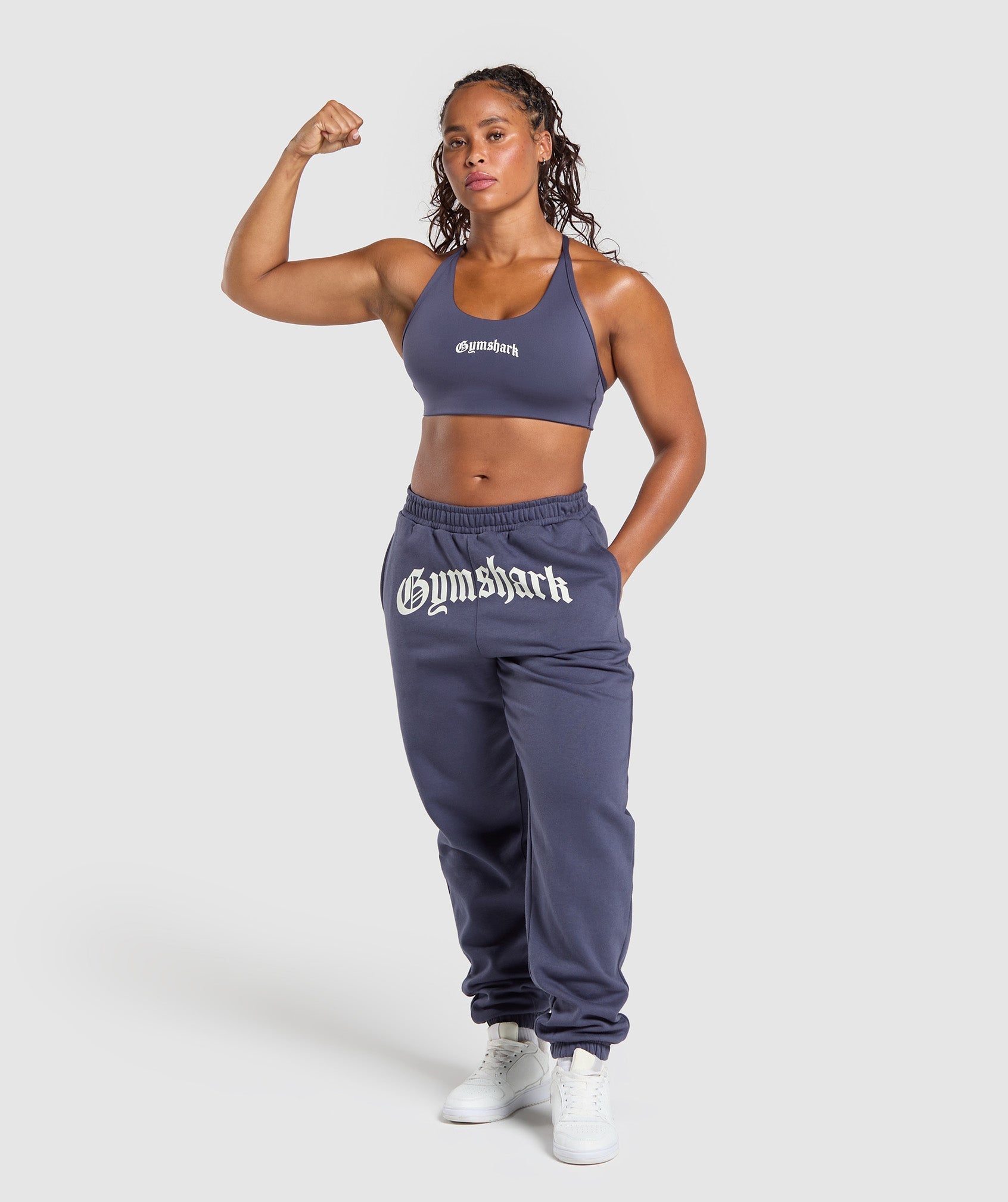 Women's Gymshark Strength Department Graphic Sports Bra Weighted Purple