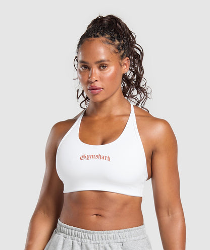 Women's Gymshark Strength Department Graphic Sports Bra White