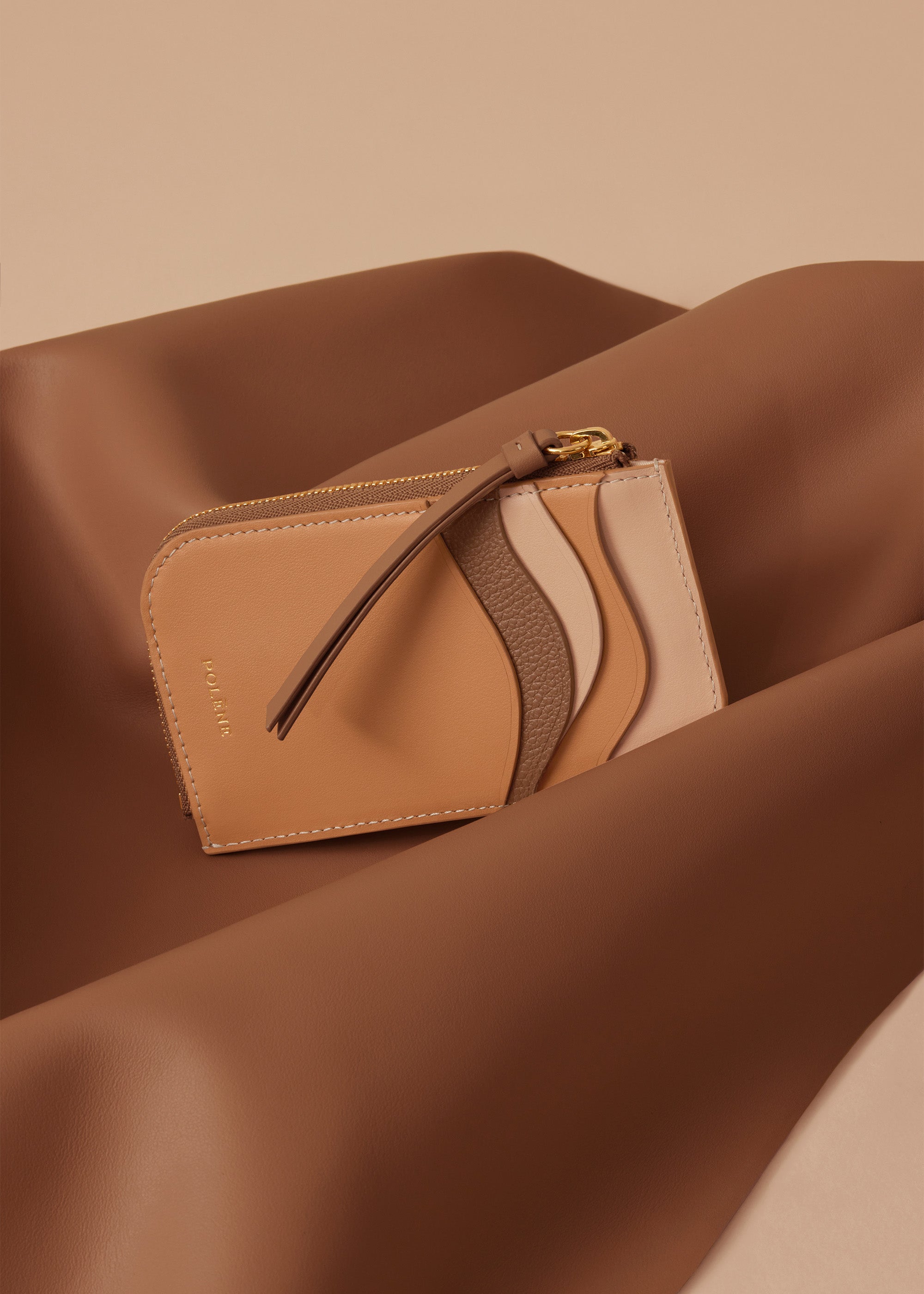 Polene Atla Card Holder Trio Camel