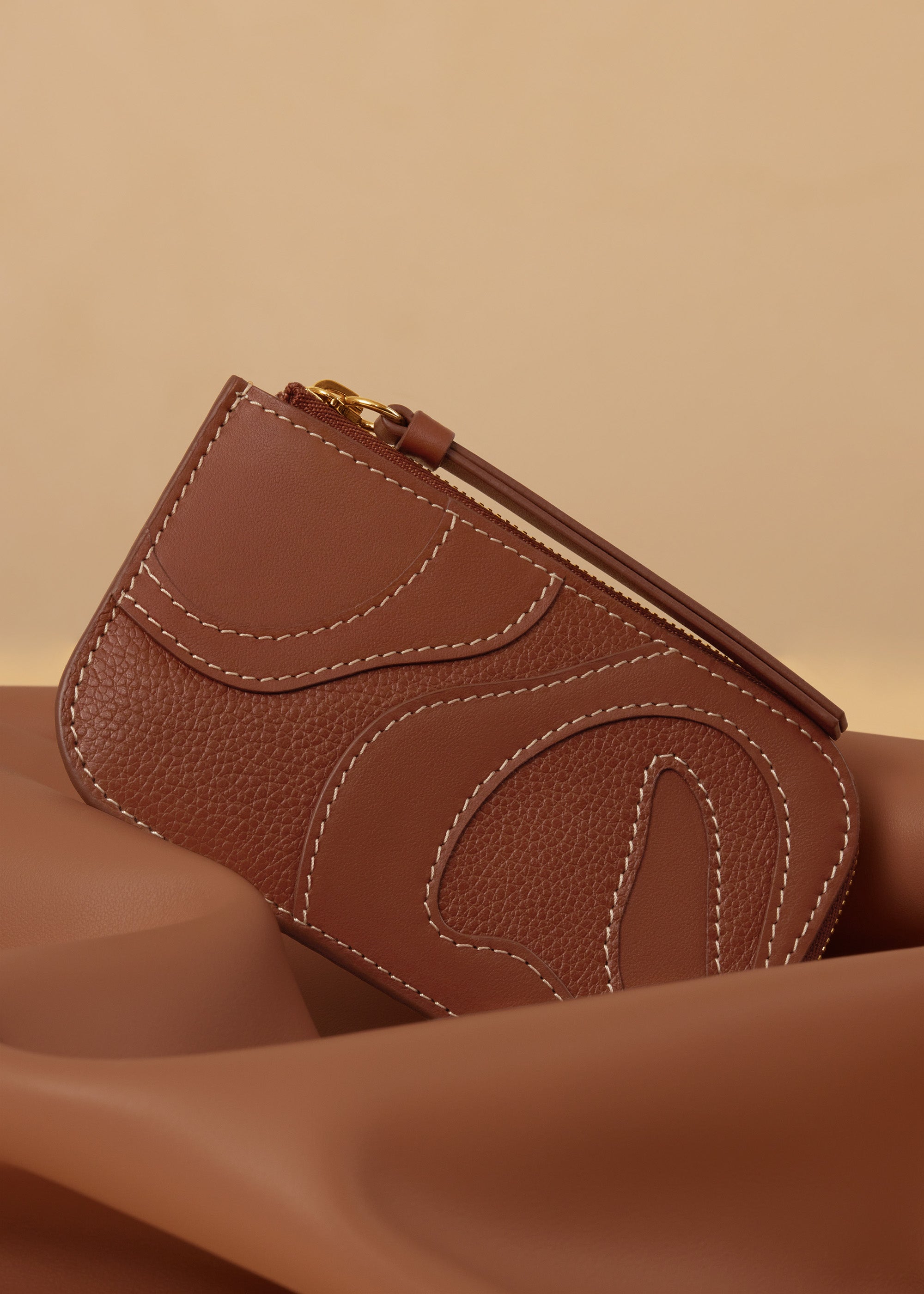 Polene Atla Card Holder Duo Cognac