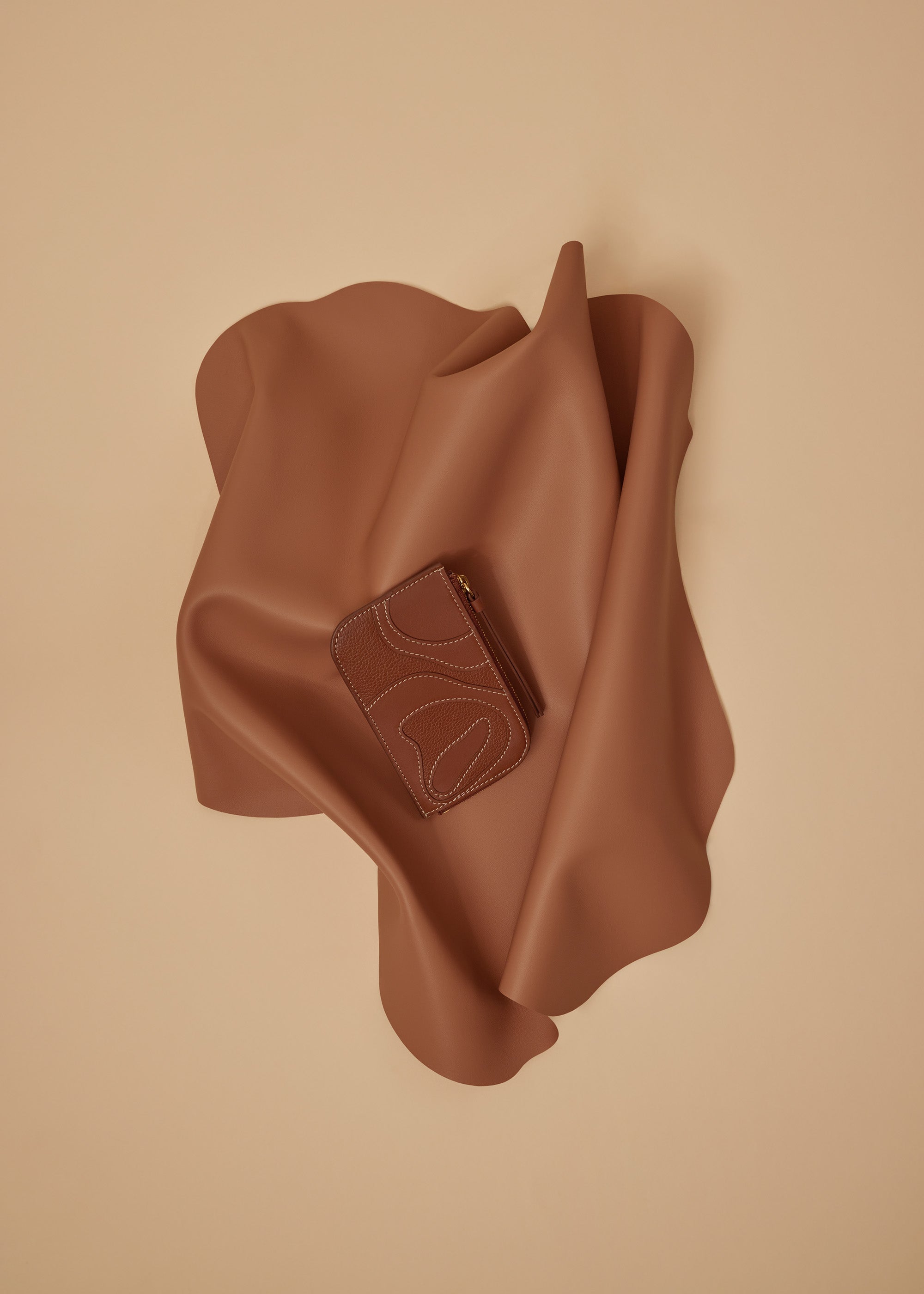 Polene Atla Card Holder Duo Cognac