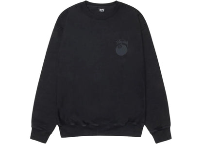 stussy 8 ball pigment dyed crew black