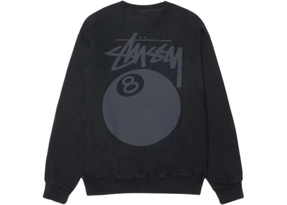stussy 8 ball pigment dyed crew black