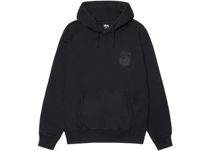 stussy 8 ball pigment dyed hoodie black