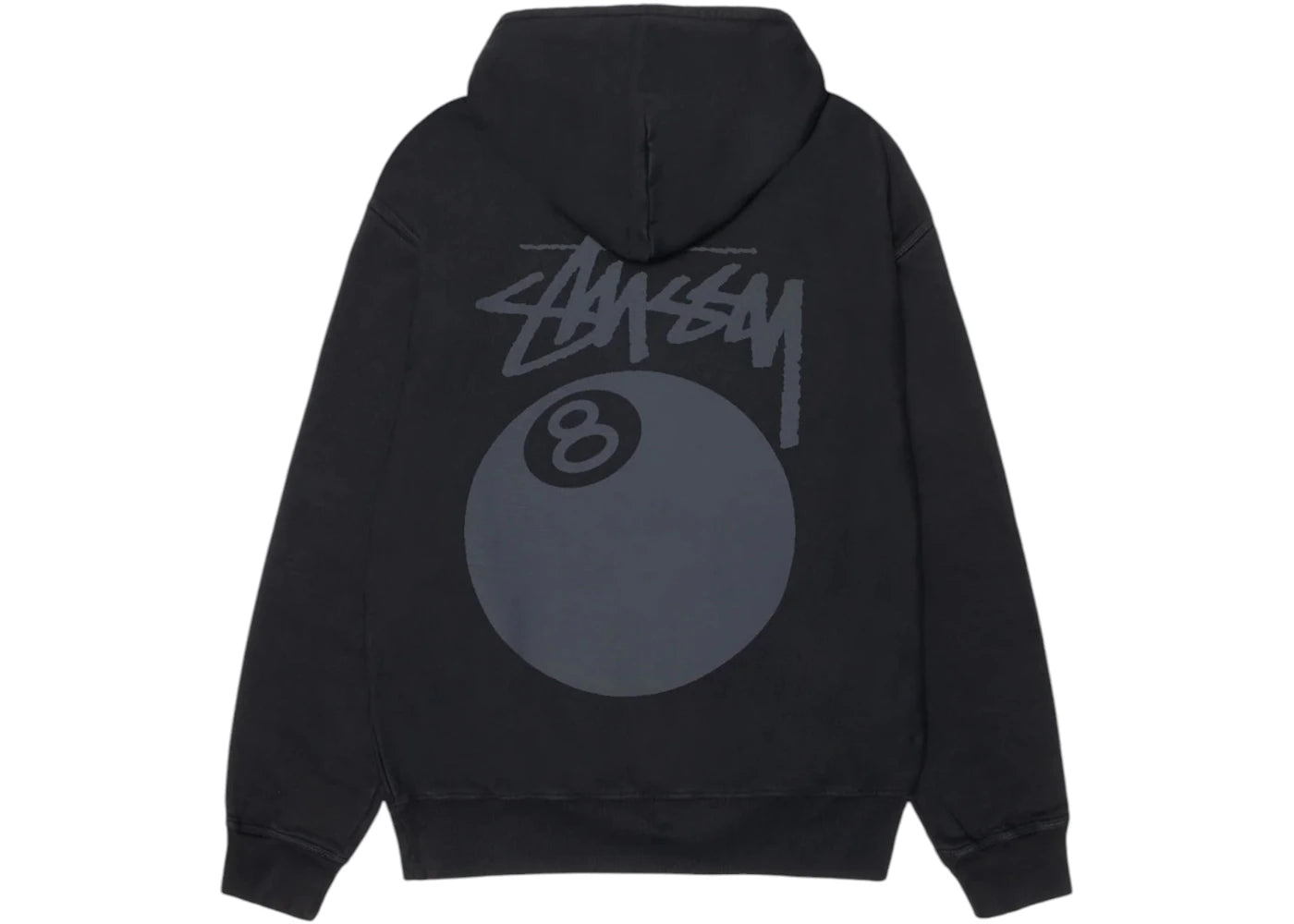 stussy 8 ball pigment dyed hoodie black