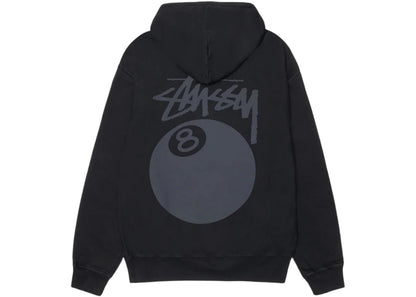 stussy 8 ball pigment dyed hoodie black