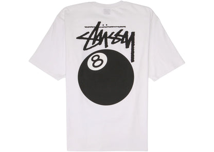 stussy 8 ball tee white