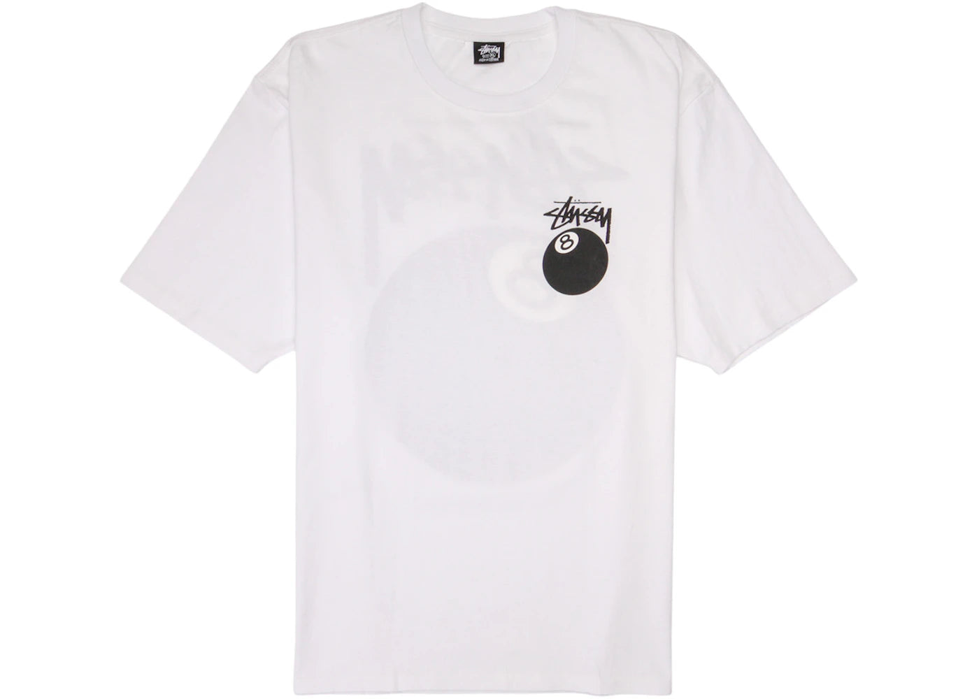 stussy 8 ball tee white