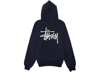 stussy basic hoodie navy/white